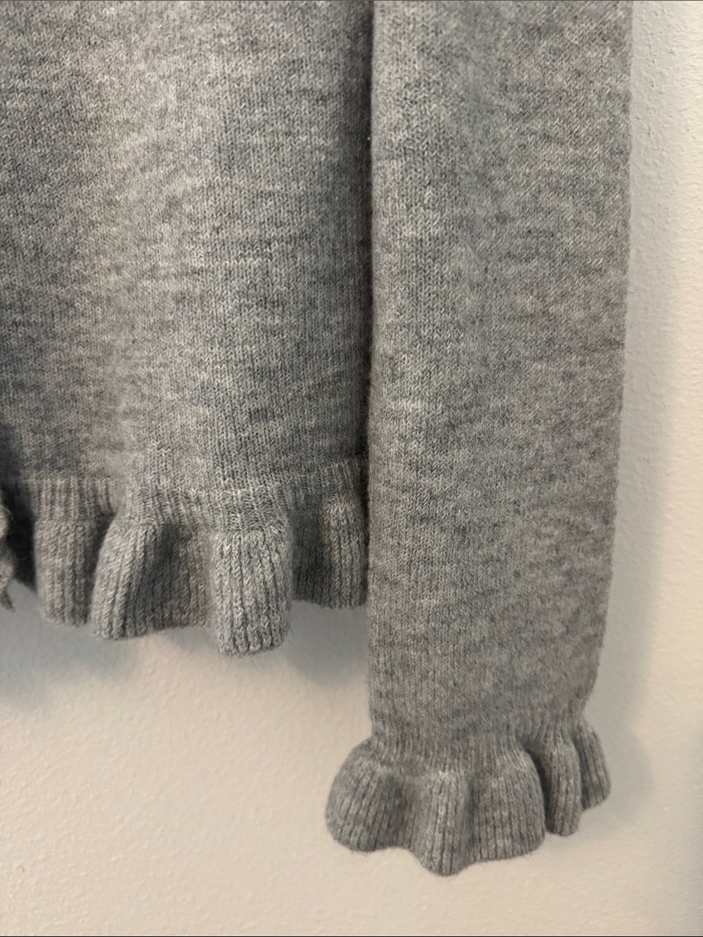 CeCe Grey Ruffle-Trim Cardigan Sweater - Picture 2 of 6